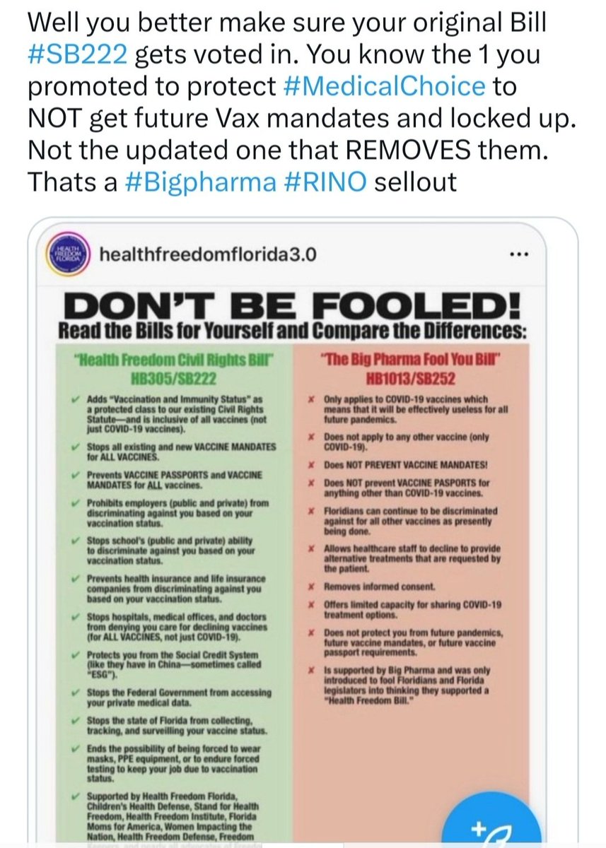 BirdLov62991644's tweet photo. Read #Florida #SB252 that @GovRonDeSantis signed in 2023.
It has a lot to day about #Vaccines. Look it up.
Below is information  &amp; a cheat sheet https://t.co/i0EWusOIRF