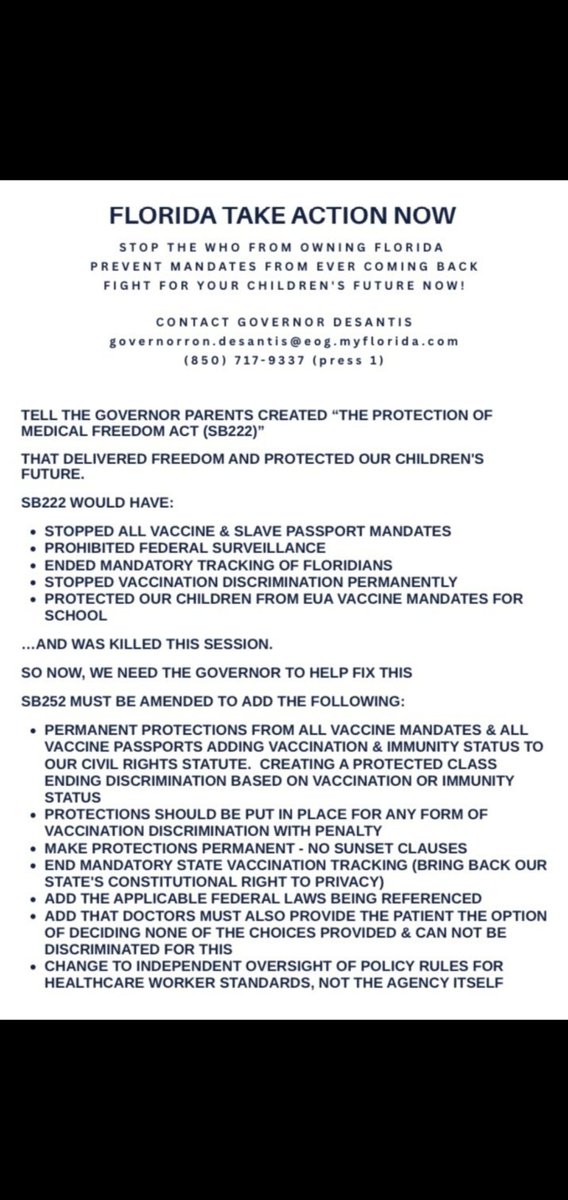 BirdLov62991644's tweet photo. Read #Florida #SB252 that @GovRonDeSantis signed in 2023.
It has a lot to day about #Vaccines. Look it up.
Below is information  &amp; a cheat sheet https://t.co/i0EWusOIRF