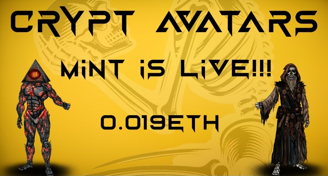 Playa2_Crypt's tweet image. Wen mint you ask?
🚨 MINTING NOW 🚨
@TheCrypt_Nfts #TheCryptNFT #CryptAvatars LFG‼️💛☠️🔥