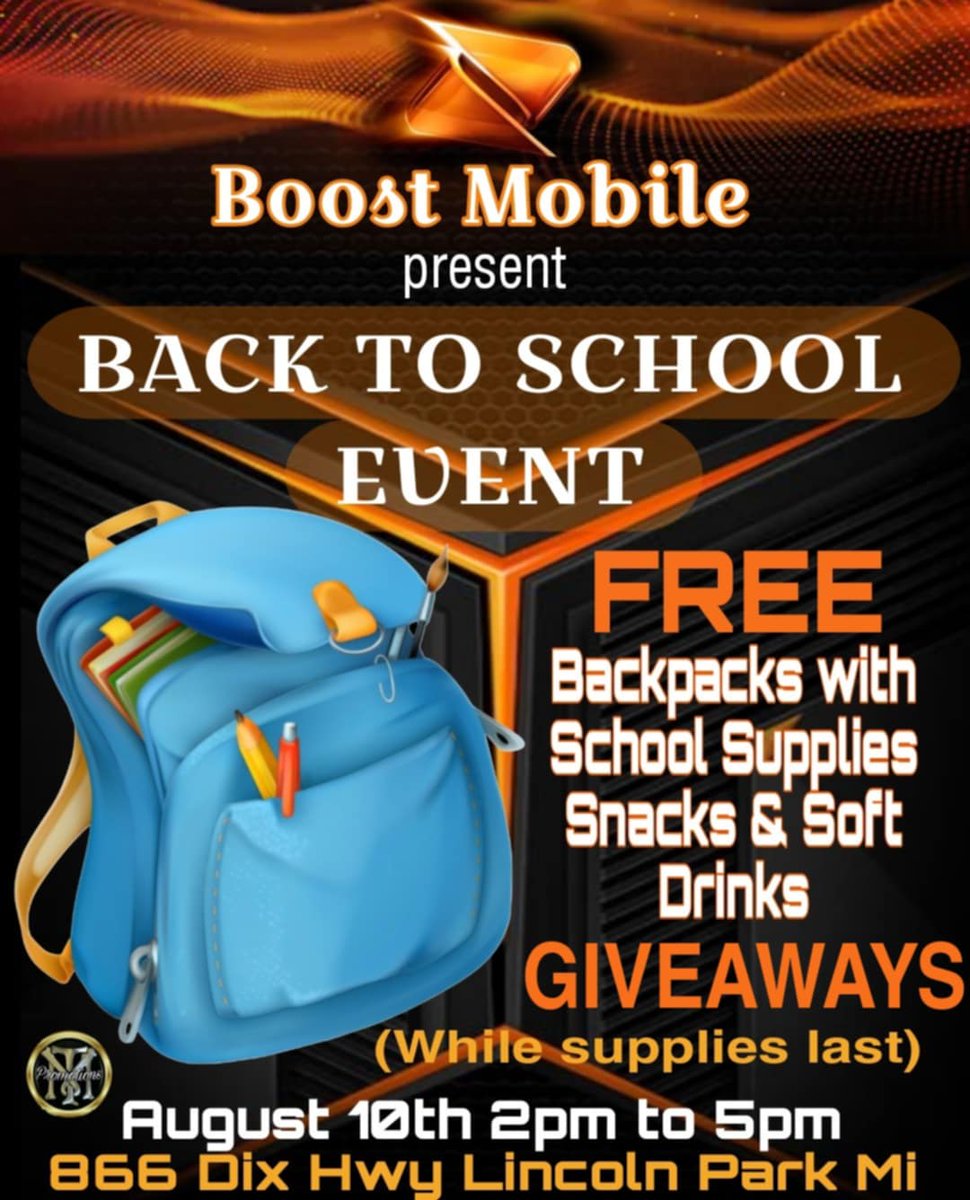 BestcomWireless's tweet image. Attention student &amp;amp; parents join us Saturday, August 10th from 2 to 5pm at Boost Mobile at 866 Dix Hwy Lincoln Park Mi, for a exciting back to school event ! Enjoy backpacks filled with school supplies while supplies last &amp;amp; a chance to win exclusive prizes. Don't miss out on