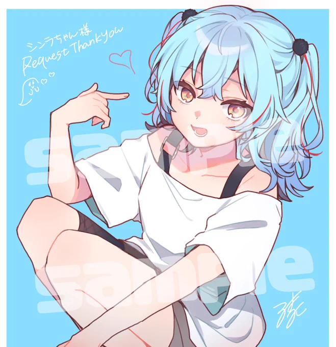 【skeb】 シンラちゃん様(#sisui0510 )  ビジュがどストライクにかわいすぎて本当に楽しかったです!リクエストありがとうございました  #Skeb #Commission より