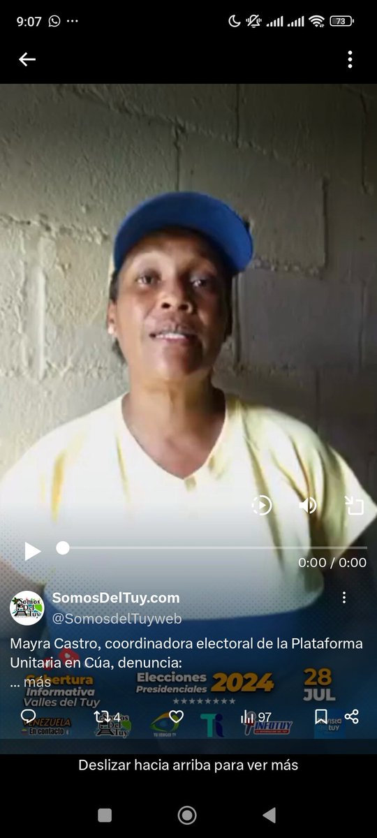 NicmerEvans's tweet photo. Me hacen llegar esta denuncia:
"Nicmer buenas noches. Ayúdanos a denunciar la detención arbitraria hace minutos de Mayra Castro en Cúa, municipio Urdaneta del estado Miranda. Ella es la coordinadora municipal de la Plataforma Unitaria Democrática y del partido Primero Justicia. La tienen en la policía municipal."