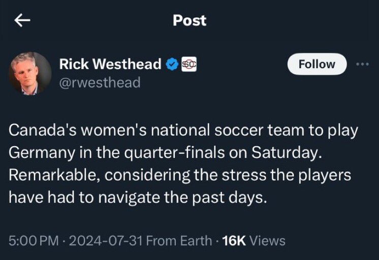 Futbo1life's tweet photo. @SportsCentre @rwesthead This you Rick? You ok bro?

#CANWNT #CANMNT #CANXNT @TSN_Sports @SportsCenter @SportsCentre @CanadaSoccerEN @CANWNT https://t.co/NHrefcOEXd