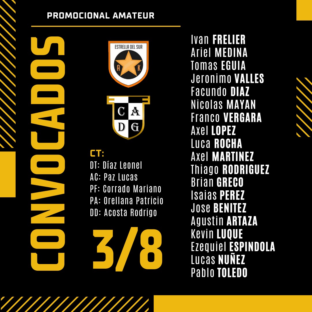 #AFA | CONVOCADOS 📝

Estos son los 19 citados por Leonel Díaz para enfrentar a Estrella del Sur en la fecha 3 del #TorneoPromocionalAmateur 

#SiempreDefe 🖤
