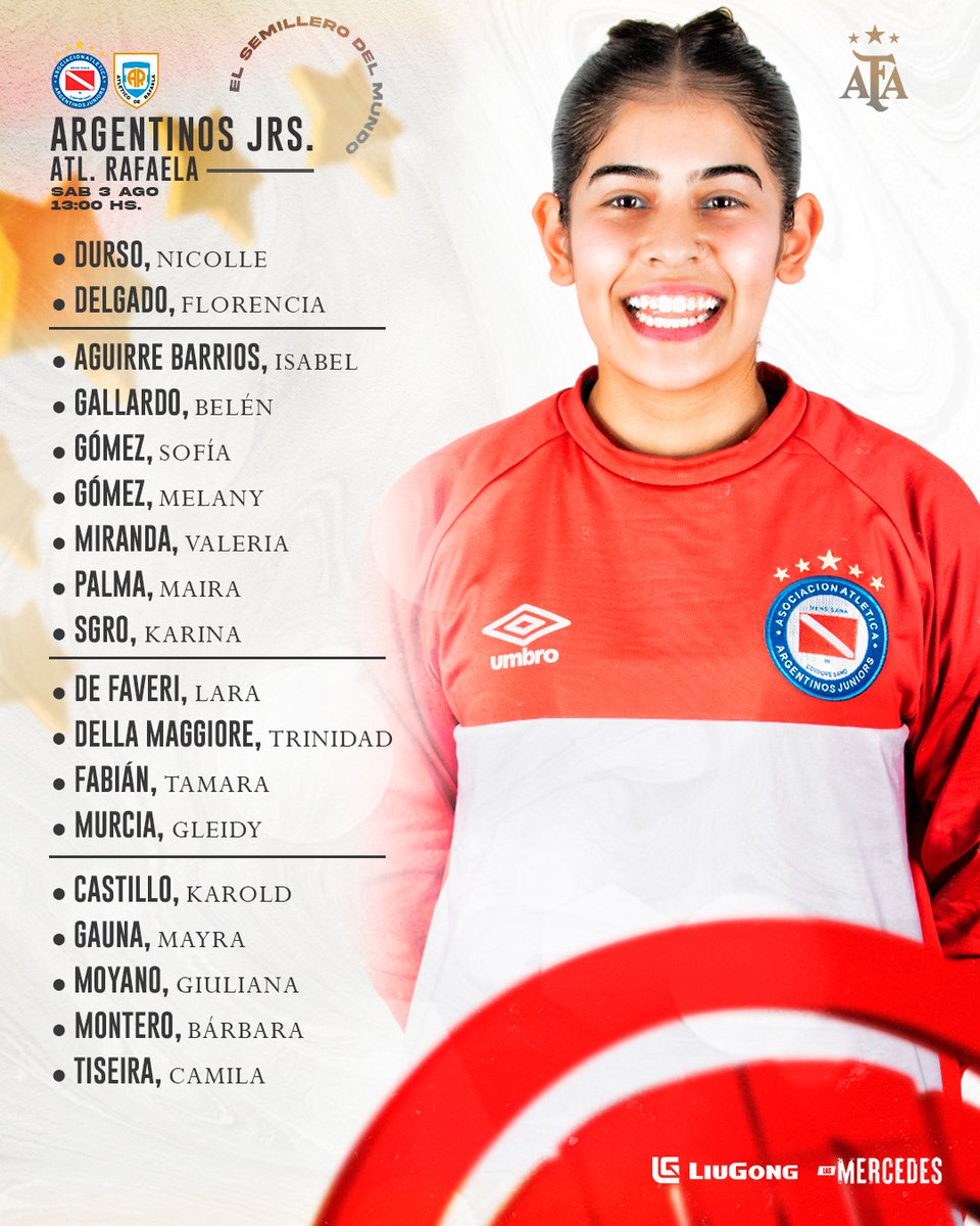 FutbolFemAAAJ's tweet photo. #AAAJ MAÑANA EN EL CEFFA 🫡
Este sábado por la tarde recibiremos a Atlético Rafaela y estas son las jugadoras convocadas por @DtLSequeira para el encuentro. 😍
Desde las 13:00 las Bichas irán en busca del triunfo en casa. #TodasUnidas ❤️🔥
▶️ En vivo por YouTube en @AAAJoficial https://t.co/P6bgfGkXwX
