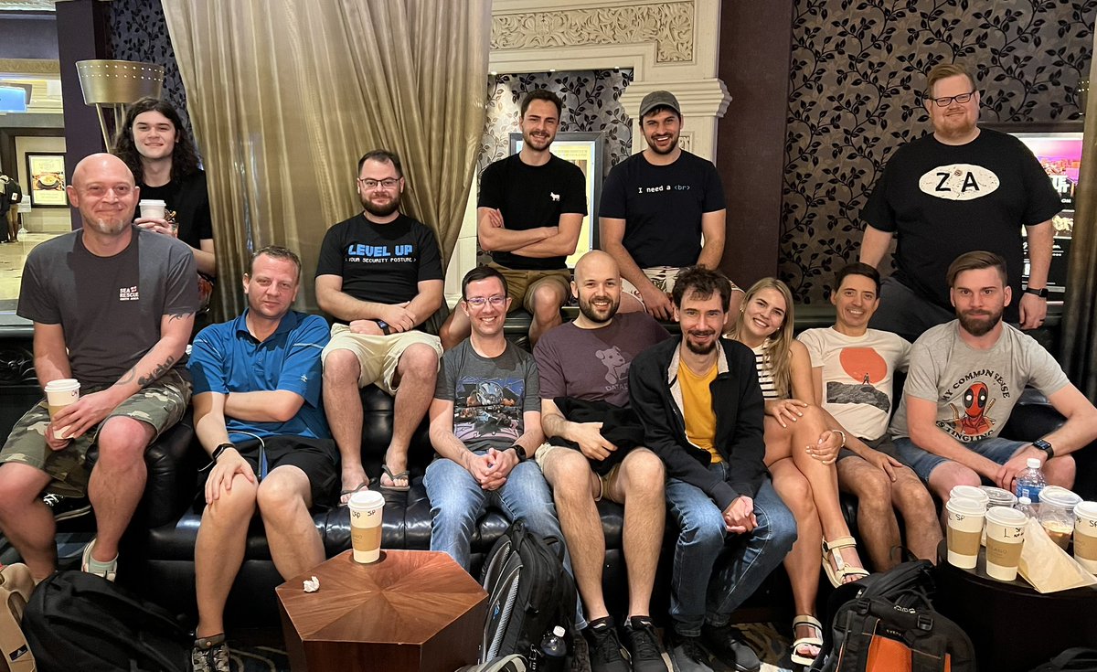 The moment before it all starts…

Our <a href="/sensepost/">Orange Cyberdefense's SensePost Team</a> team is ready and fully prepped for this year‘s <a href="/BlackHatEvents/">Black Hat</a> #USA trainings starting tomorrow.

Thanks for all the hard work team - have fun and share the knowledge!👾

Massive thanks to #BHUSA for hosting us for the 23rd year!