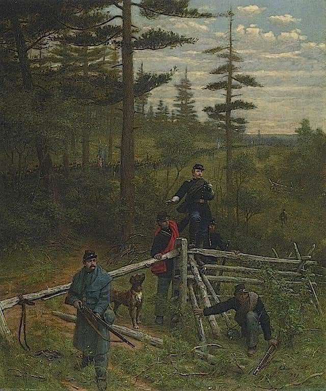 “Union Vanguard” by Julian Scott, 1889.  Scott enlisted in the 3rd Vermont Infantry in 1861, at the age of 15, as a fifer.  In February 1865, he received the Medal of Honor for rescuing wounded soldiers while under enemy fire during the Battle at Lee's Mills, Virginia. #History