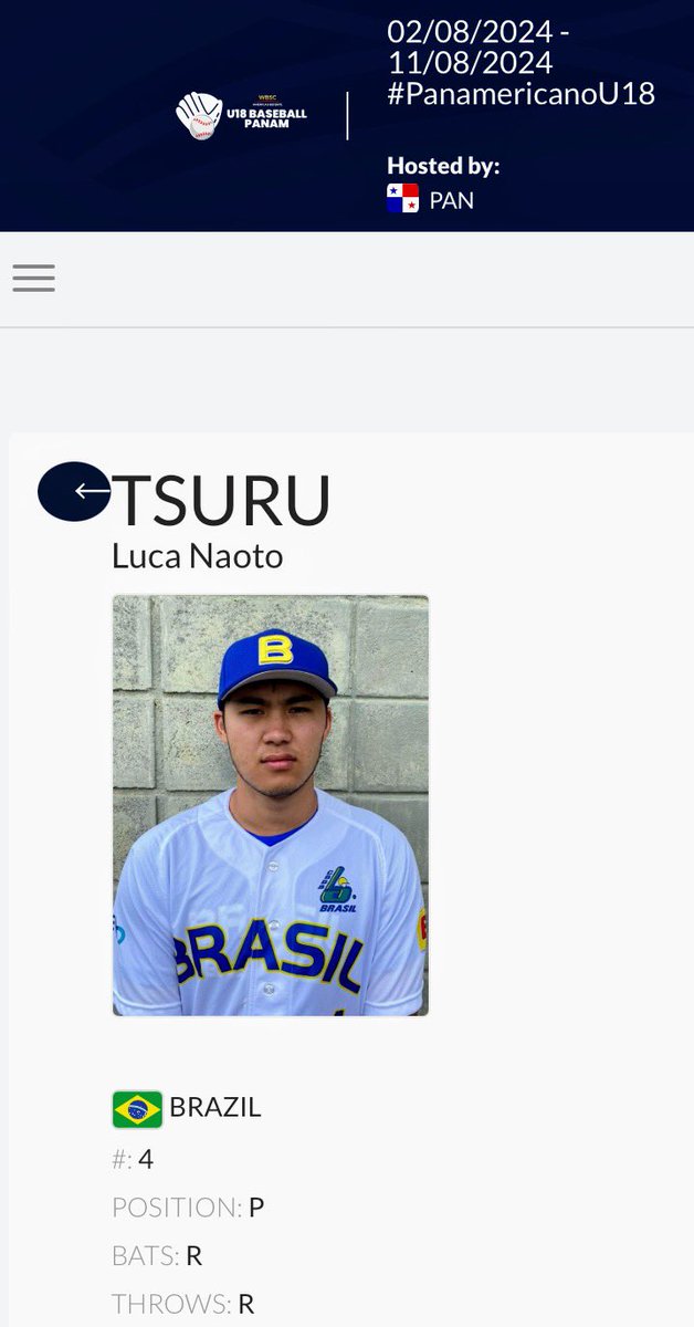 LucaTsuru11's tweet photo. I am proud to represent my home country 🇧🇷 in the @WBSC #U18WorldCupQualifier 
Pan American Baseball Qualifiers for the World Cup in Panama.

#PremundialBeisbolU18
#CBBS https://t.co/BW8c0oHDml