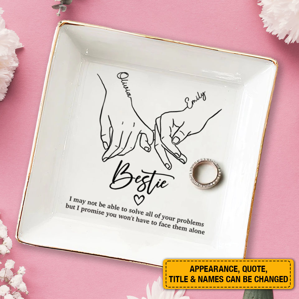 Seal your friendship with our 'I'll Be There Pinky Promise' custom jewelry dish. A beautiful reminder of your unbreakable bond! 💖🤝 #BestFriendGifts #PinkyPromise
Order here: duconspace.com/RID-003