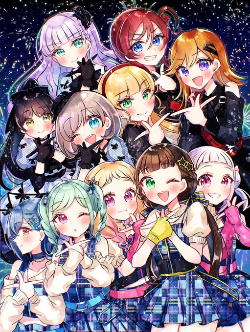 本日の横浜Liella!ファンミにてこちらの11人宛フラスタのイラスト担当させていただきましたすごい迫力ぜひ実物見て行ってください〜 