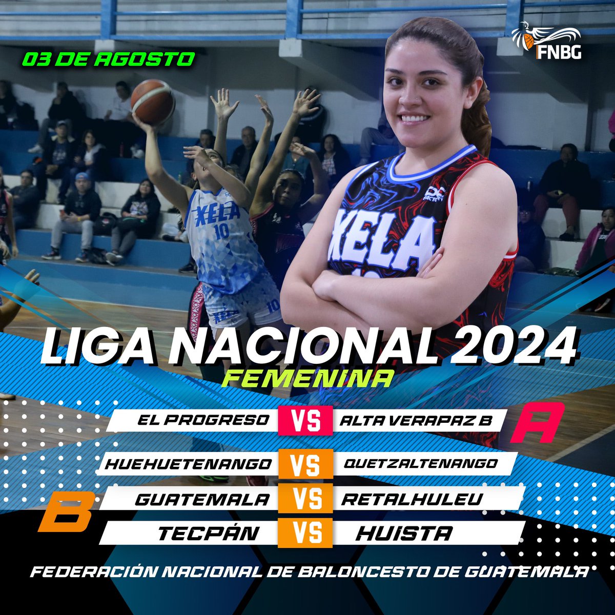 Liga Nacional femenina 2024

Se viene una jornada más de la fase clasificatoria de la Liga Nacional femenina. 

Este 3 y 4 de agosto, tendremos cuatro encuentros en los que el espectáculo, por el derroche de talento está asegurado.