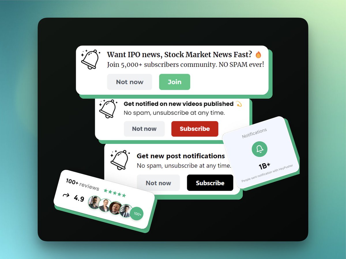 HeyPusher's tweet photo. Start using web push notifications on your websites to increase direct traffic that will boost SEO. 🚀

Start for free upto 50k subscribers with HeyPusher! 📢

 #WebPushNotifications https://t.co/yuF4D1vN3J