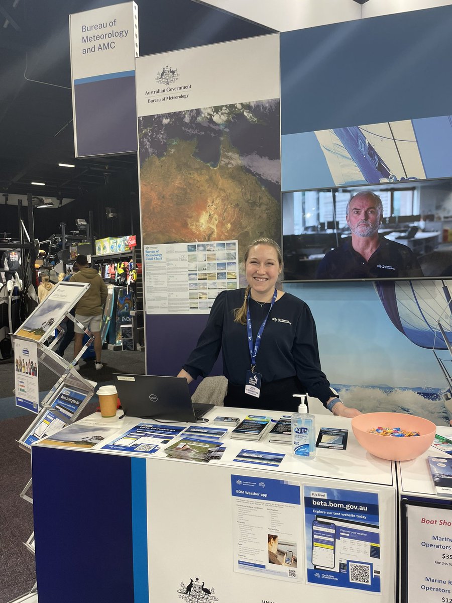 MandiThran's tweet photo. Come visit @BOM_au at the Sydney International Boat Show! We are in the Boating Safety Zone, where you can come talk to us about how you can get your weather forecasts before going out on the water! 
#KnowYourWeather
https://t.co/qt10Xuaa33 https://t.co/2IAS7uymbK