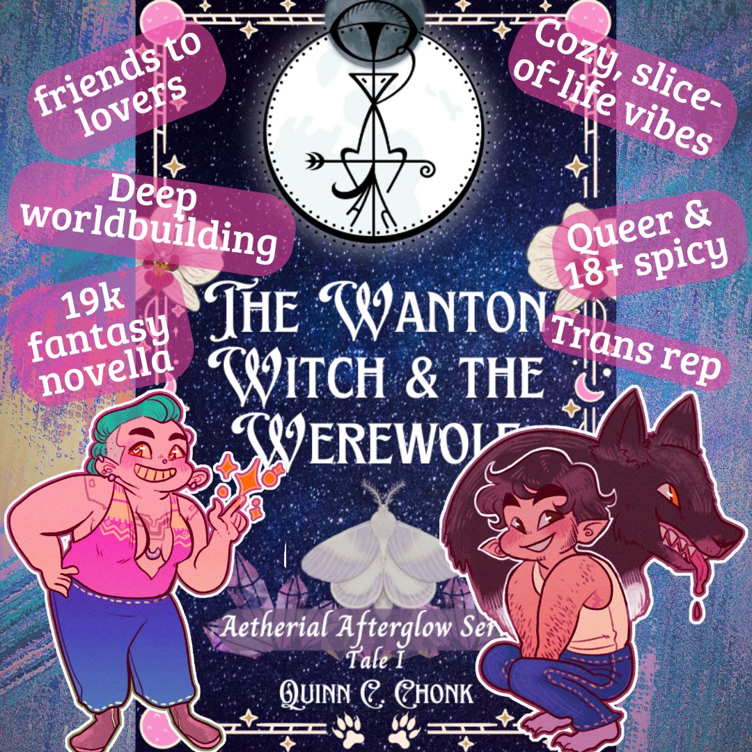 queercraftchonk's tweet photo. Hey, it's my birthday! 🎉 Why not get me &amp; you a gift--checkout my queer #romantasy #erotica novella, "The Wanton Witch &amp; the Werewolf" available thru Amazon! A fun 19k word romp in a fantastical world with spicy scenes~ 

https://t.co/yFah71SnKX

Character art by @seealantweet https://t.co/YG9wtw9JxO