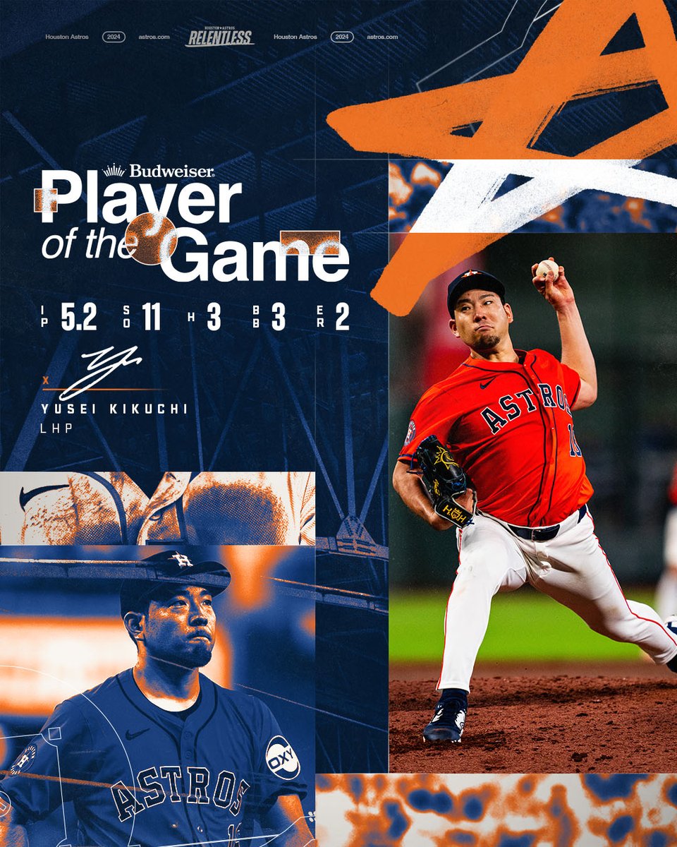 Yusei Kikuchi: Houston Astro🤘

Tonight's <a href="/budweiserusa/">Budweiser</a> Player of the Game.