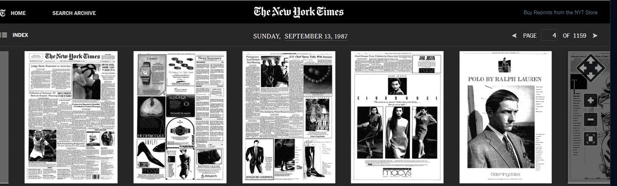 emollick's tweet photo. I think this is under-recognized as a reason why the internet is rotting. For most of its existence, content was fed into it via print journalism, which is where all the ad money went.

For context, the September 13th, 1987, the Sunday Times weighed 12 pounds - look at those ads! https://t.co/KIX8ZbHLDy