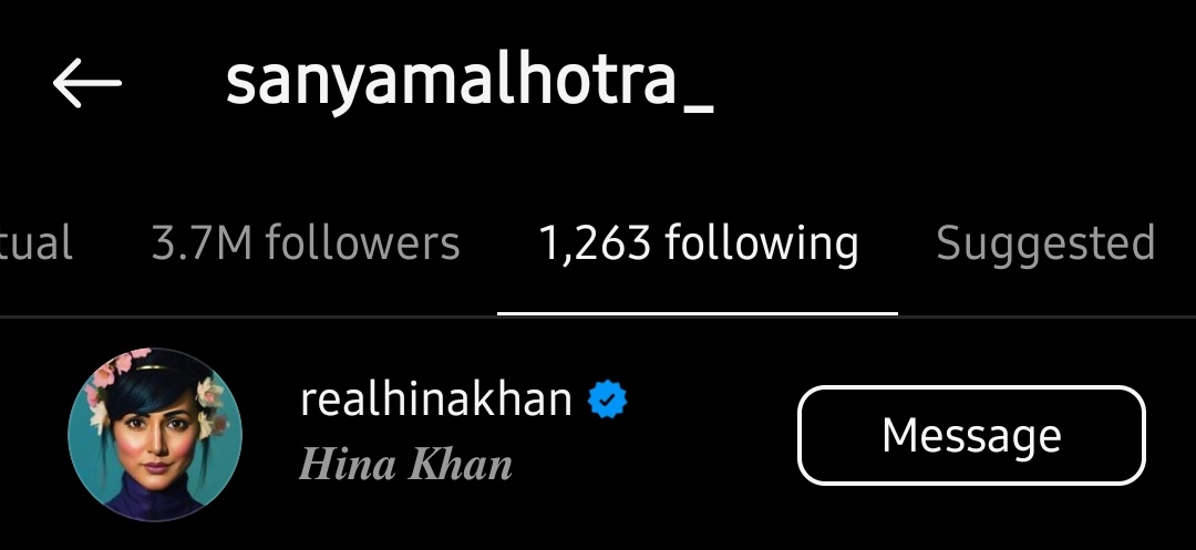 bipasha and sanya malhotra started following hina on instagram ❤️
