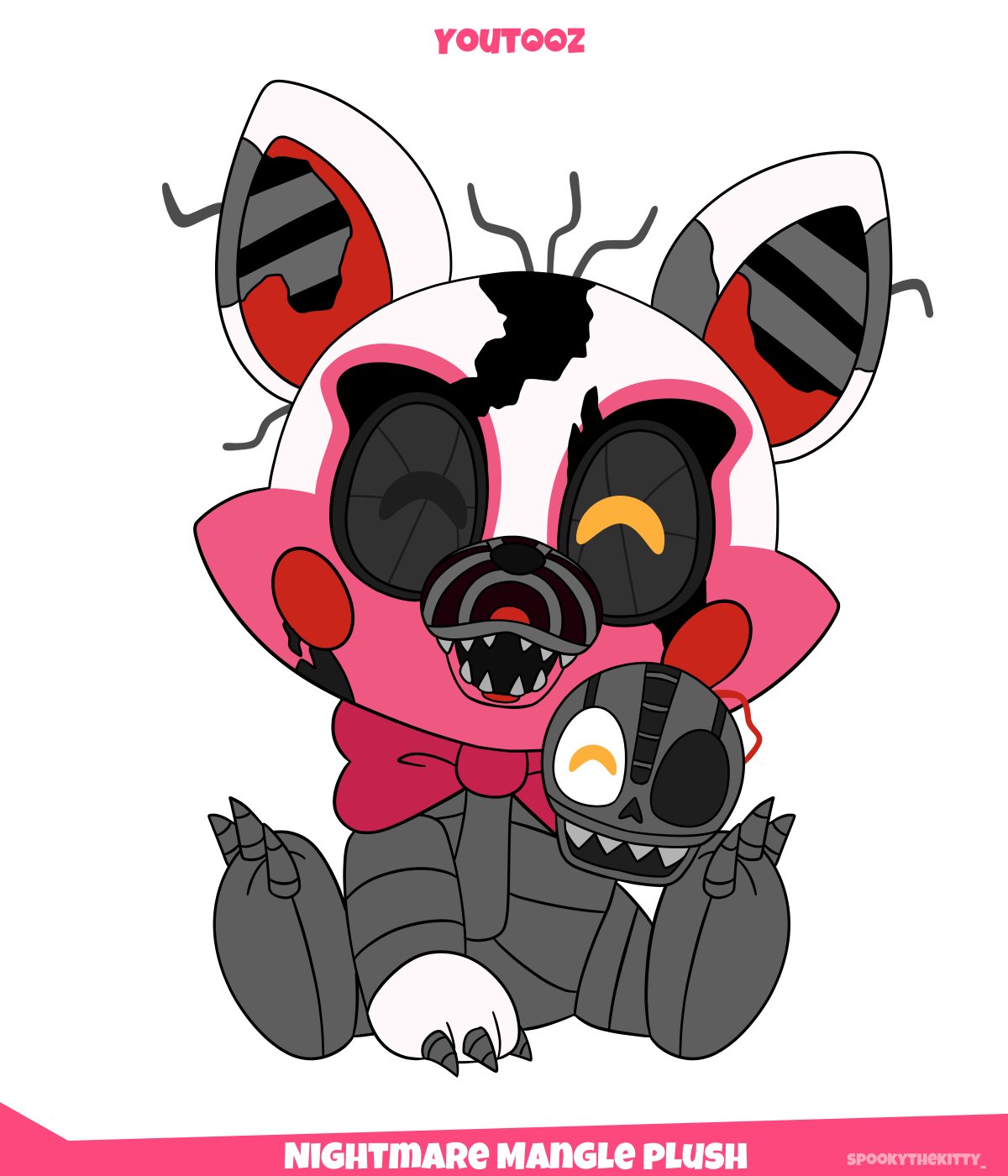 Spooky on X Nightmare Mangle youtooz plush fan concept I made sure to make the head a recolor of my Nightmare foxy plushie concept instead of the actual mangle plushie to