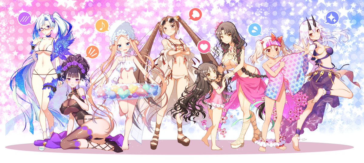 sakura_tsubame's tweet photo. 今年も水着鯖を全員描いている人間の戦いが始まる
#FGO https://t.co/lYQVP43Nqg