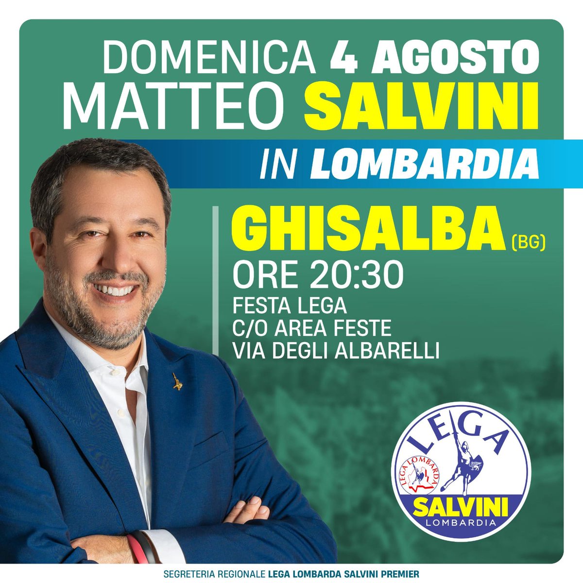 AlessioColzani's tweet photo. 😊 BAGNO DI #FOLLA PER #SALVINI IERI A #COLICO (LC). QUESTA SERA È ATTESO A #VALBRONA (CO) E DOMANI A GHISALBA (BG)

Grande accoglienza ieri per @matteosalvinimi alla Festa della Lega di Colico (LC). Questa sera si replica alla Festa di Valbrona (CO) e domani a Ghisalba (BG). https://t.co/Ba8ekwcaoo