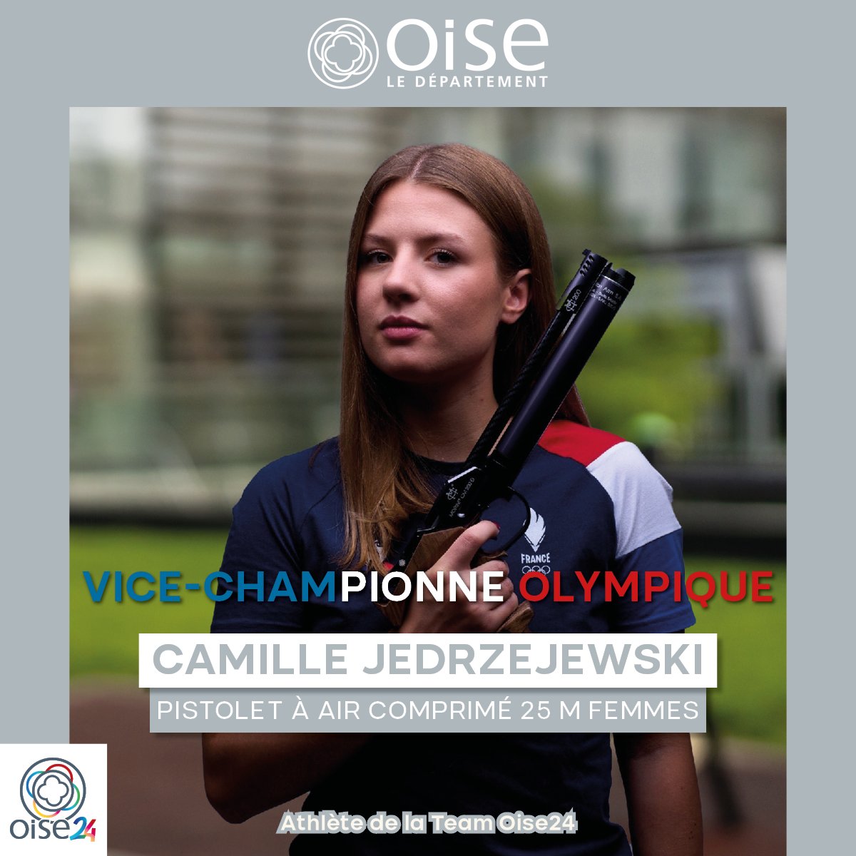 [Jeux Olympiques 2024 – Finale pistolet à air comprimé 25 m femmes] 🔫

Superbe performance ! Camille Jedrzejewski devient Vice-Championne Olympique et remporte ainsi la médaille d’argent dans l’épreuve tir au pistolet à air comprimé 25 m femmes aux Jeux de Paris 2024 🤩