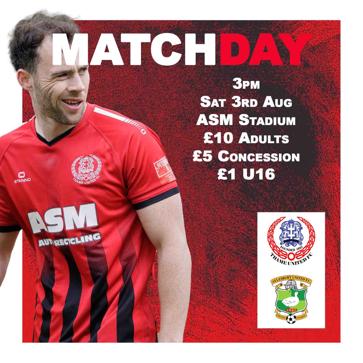 thameunitedfc's tweet image. M A T C H D A Y 

It’s the big one. Give it your all lads 💪

#ThameUtd | 🔴⚫️