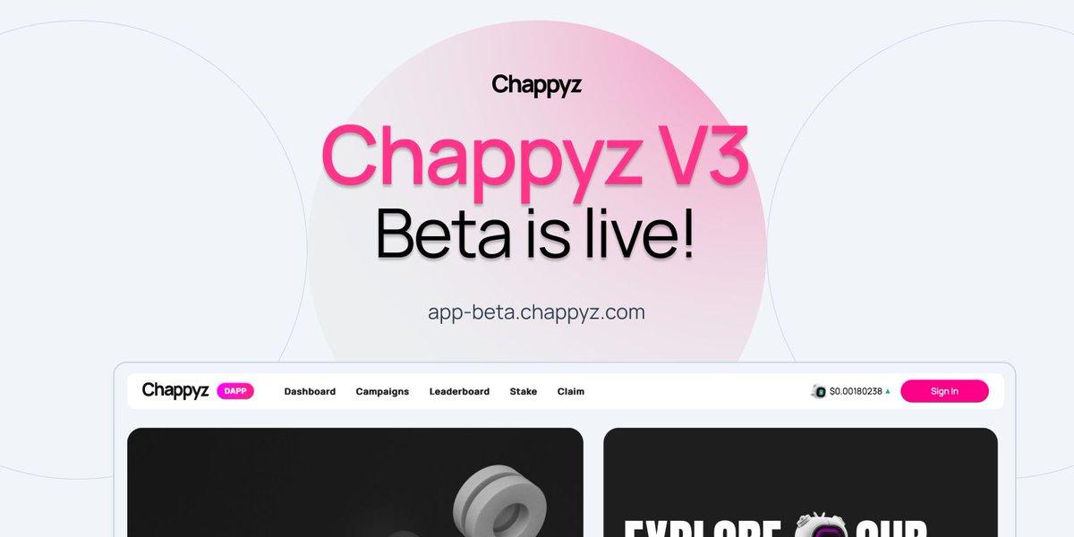 Chappyz AI | Community Engagement & Analytics (@chappyzcom) on Twitter photo The first Chappyz V3 campaign is now live on our Telegram community! ๐ 
V3 Beta:
โ
 New and updated dApp UI
โ
 Completely revamped AI engine
โ
 Our devs can finally take a well deserved nap 
How to get started with the beta ๐ The first Chappyz V3 campaign is now live on our Telegram community! ๐ 
V3 Beta:
โ
 New and updated dApp UI
โ
 Completely revamped AI engine
โ
 Our devs can finally take a well deserved nap 
How to get started with the beta ๐