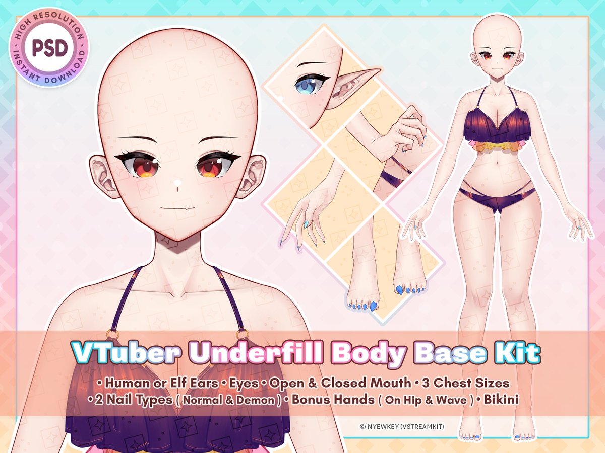nyewkey's tweet photo. 🌟 Vtuber Female Body Base with Underfills! 🌟

Worked with some talented artists to create this new Vtuber Body Base using the underfill technique! 🧡

Purchase links and terms below⬇️

#Vtubers ✶ #VTuberAssets ✶ #VtuberUprsing ✶ #CharacterDesign ✶ #ENVTubers https://t.co/U7OuJffhjc