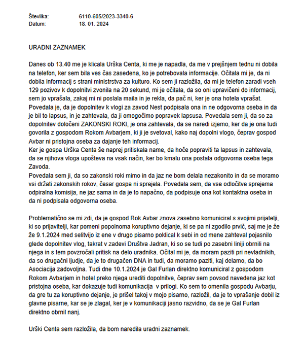 BojanPozar's tweet image. ➡️➡️ Ta uradni zaznamek je zanimiv tudi zato, ker, prvič, dokazuje, črno na belem, da posamezni &quot;kulturniki&quot; in &quot;NVO-jevci&quot;, v tem primeru Urška Centa in Gal Furlan, kar osebno kličejo uradnice ministrstva, jih verbalno terorizirajo in zahtevajo javni denar, čeprav so njihove…