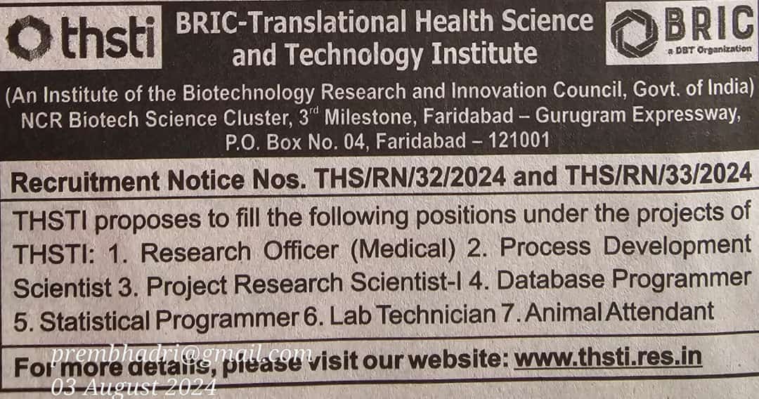 bhadrijee's tweet photo. https://t.co/9xTeUhbGi2 @THSTIFaridabad  #jobs #faridabad
#medical #Scientist #database #statisticalprogrammer #labtechnician https://t.co/MpsLq7xMAy
