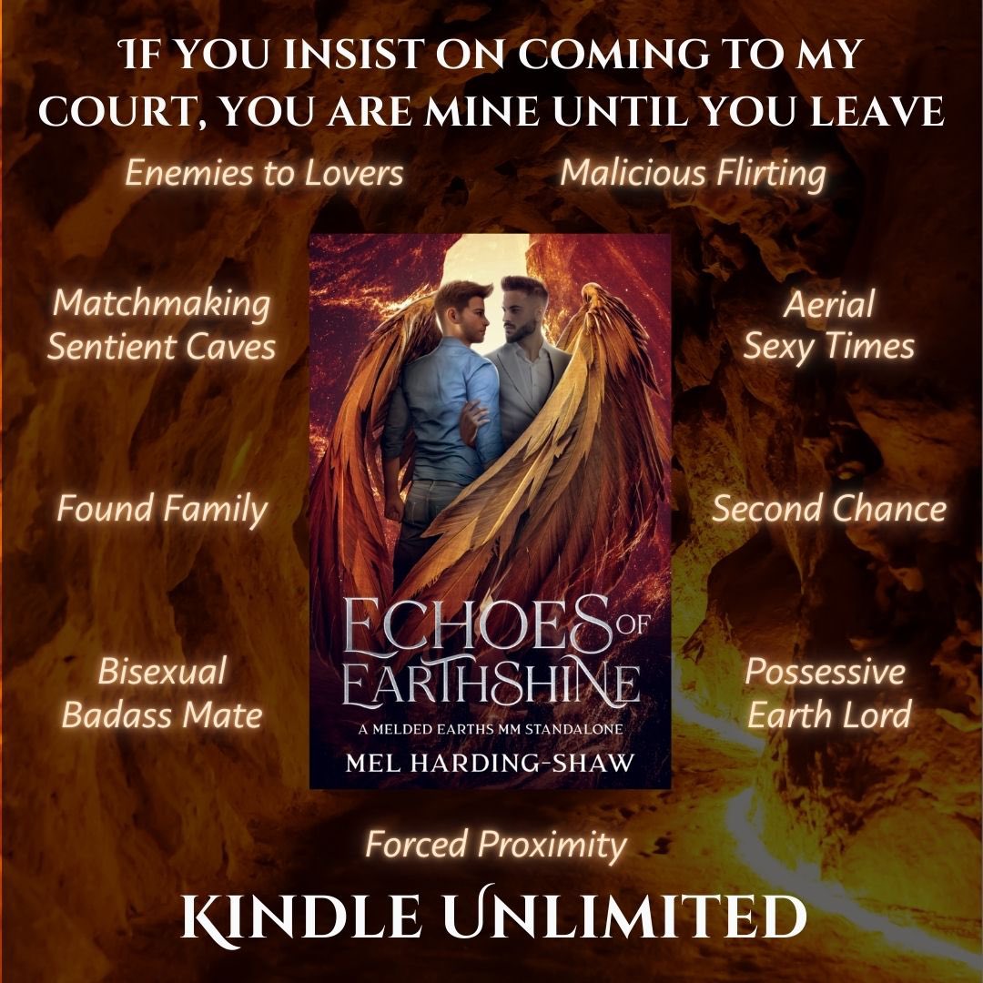 It’s out in the world! With all the spicy, gay, enemies to lovers tension and sexy sexy wings. A standalone MM paranormal romance.

mybook.to/echoesofearths…

#mmromance