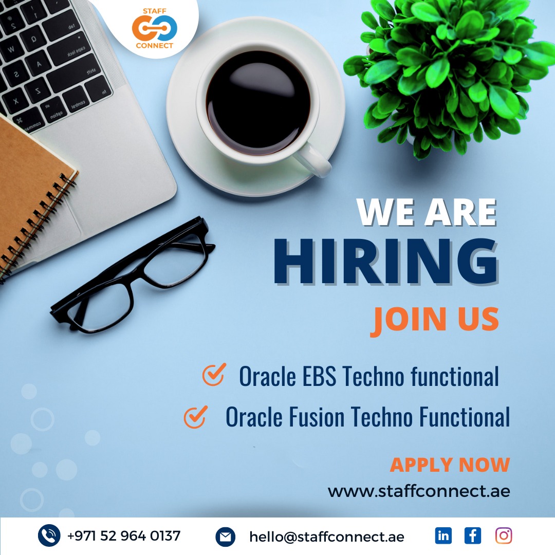 staffconnectuae's tweet image. 🚀 We Are Hiring! 🚀
Join our dynamic team! We are seeking talented professionals to fill key roles within our organization.
• Oracle EBS Techno Functional
• Oracle Fusion Techno Functional
🌐 staffconnect.ae
#staffconnectuae #oracleebs #oraclefusiontechnical