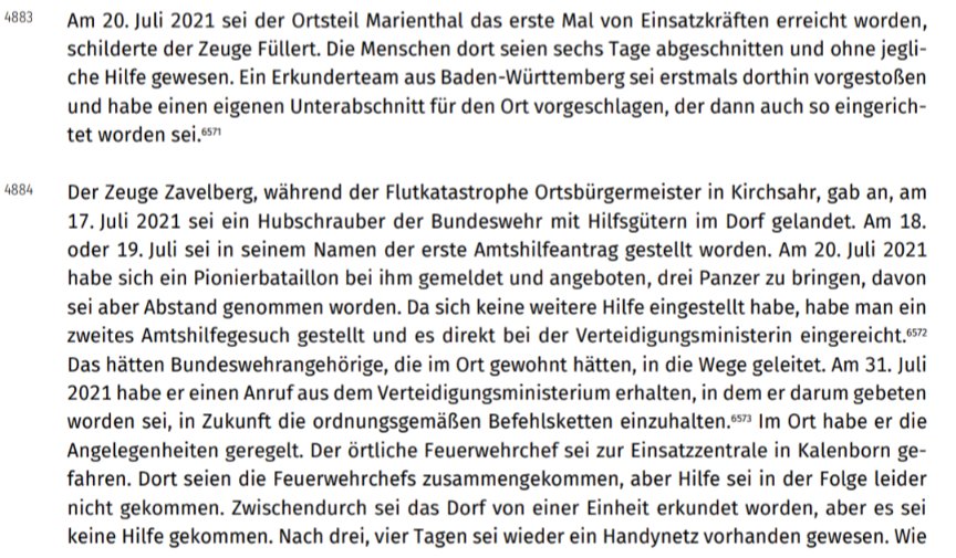 Aus dem Abschlussbericht zum #Ahrtal ein Thema das bis heute kaum öffentlich diskutiert wird:

Einige Ortschaften wurden erst nach knapp einer Woche erreicht.

Es hätte da durchaus Optionen gegeben.

Quelle:
dokumente.landtag.rlp.de/landtag/drucks…

cc:
@KB11_1