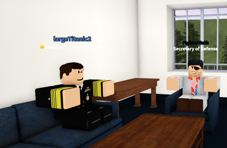 Secretary FighterHath held a meeting at the Pentagon today with Chairman of the Joint Chiefs Admiral largeTitanic2 to discuss current affairs in the United States Military.