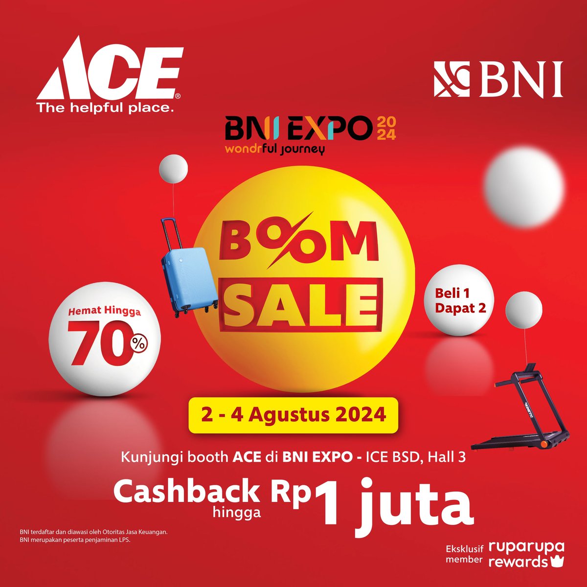 Hai ACEs! ACE kembali di BNI Expo. Yuk kunjungi booth ACE di ICE BSD, hall 3 booth BS 22 dan BS 33 selama periode 2 - 4 Agustus 2024. Ada promo menarik loh 🔥

#ACEIndonesia #BNIExpo #ACEdiBNIExpo