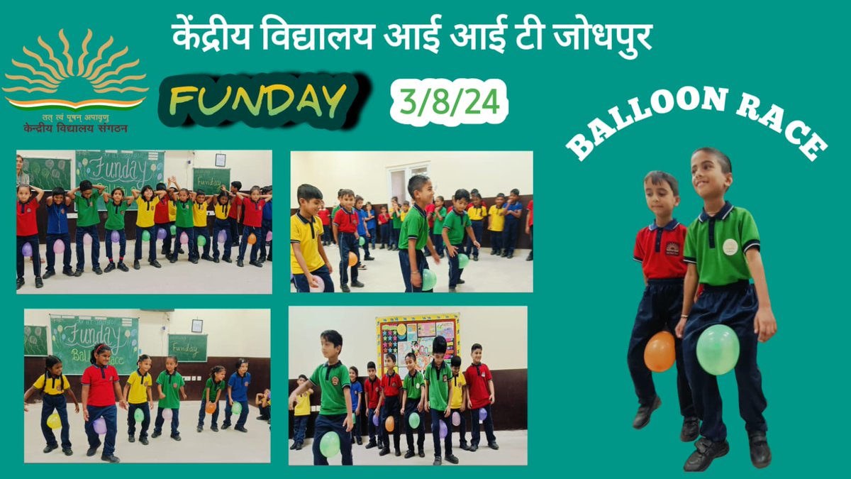 kviitjodhpur's tweet photo. #FLN #CBSE #KVS 
#PRIMARYSECTION 
प्राथमिक विभाग में "आनंदवार " के दिन आनंदमय होकर  "गुब्बारा दौड़" में भाग लेते विद्यार्थी । @cbseindia29 @EduMinOfIndia @samrinq9 @KVS_HQ @kvsrojaipur https://t.co/MCL32msTw3