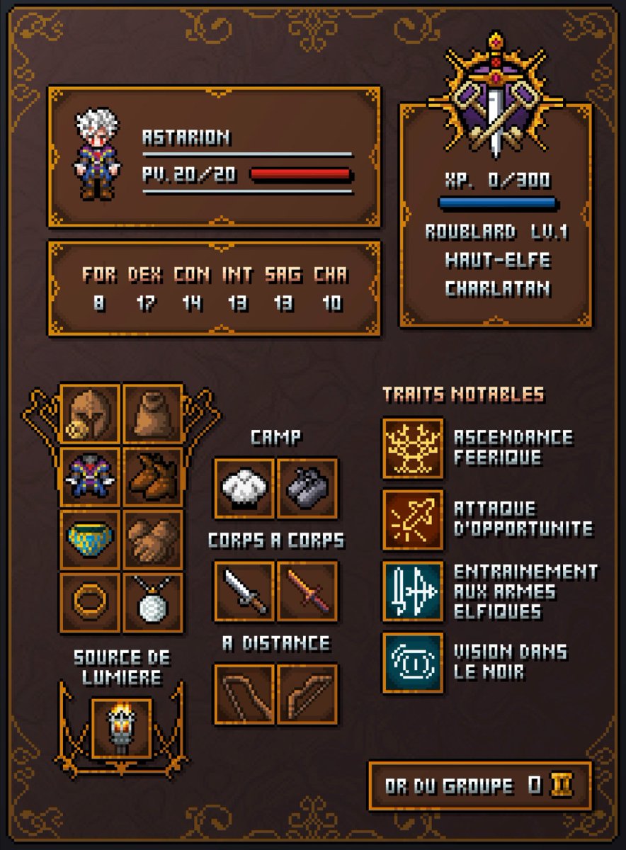 gavariel_art's tweet photo. J'ai enfin terminé ce nouveau Pixel art sur #BaldurGate3 😇

Je voulais quelque chose à mi chemin entre les menu de rpg retro et la fiche de personnage de jdr, qu'en pensez-vous?! 👀

Je décline avec les autres personnages bientôt !

#pixelartist #BG3 #BG3fanart https://t.co/rKgxm72hMj