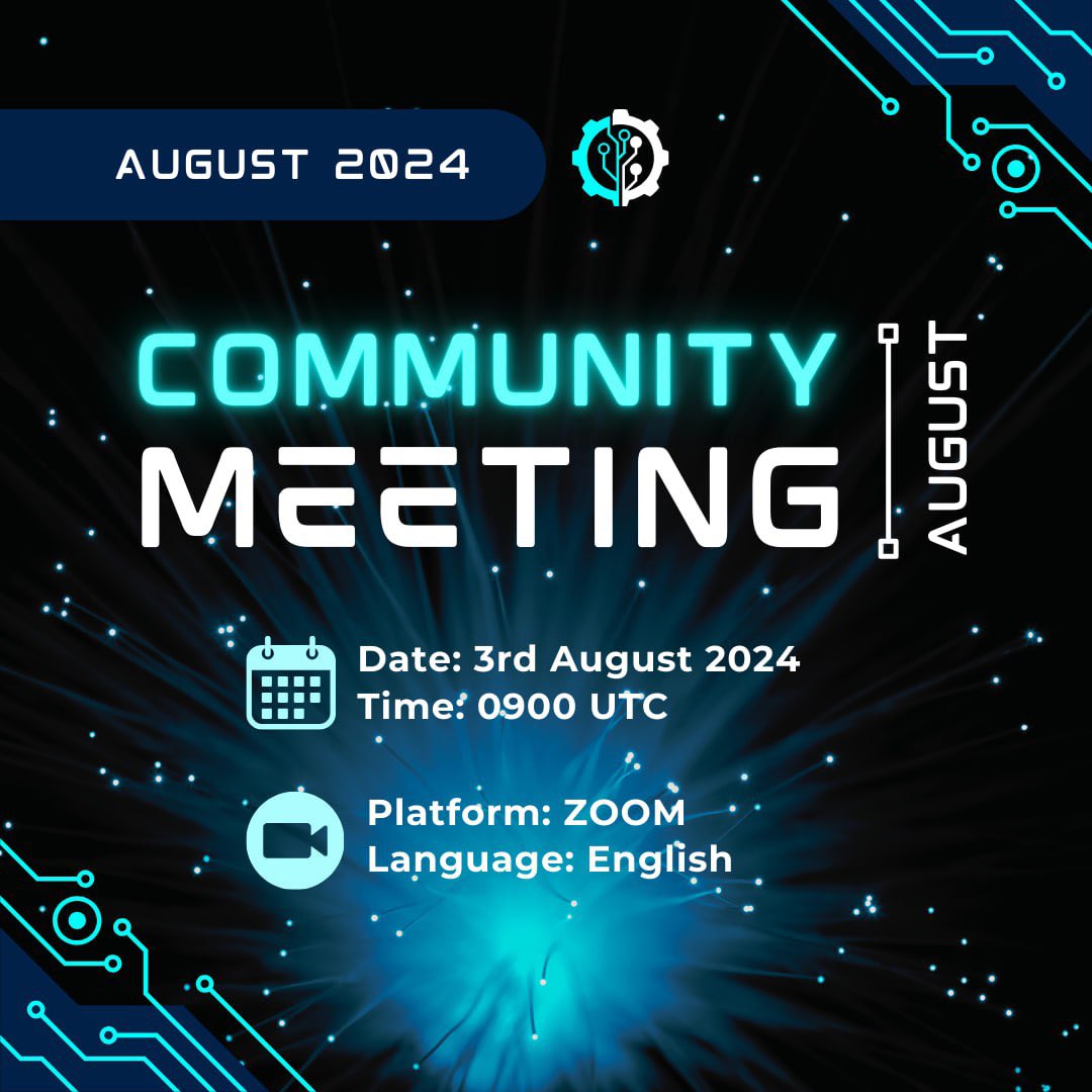 📢 August Community Meeting in 2 Hours! 🎉

Join us soon for an insightful session where we'll discuss updates, upcoming plans, and exciting announcements! 🤩

📅 3rd August 2024
🕛 0900 UTC
🔗 us06web.zoom.us/j/84917557009?…

Don't miss out – be part of the conversation! 🌟