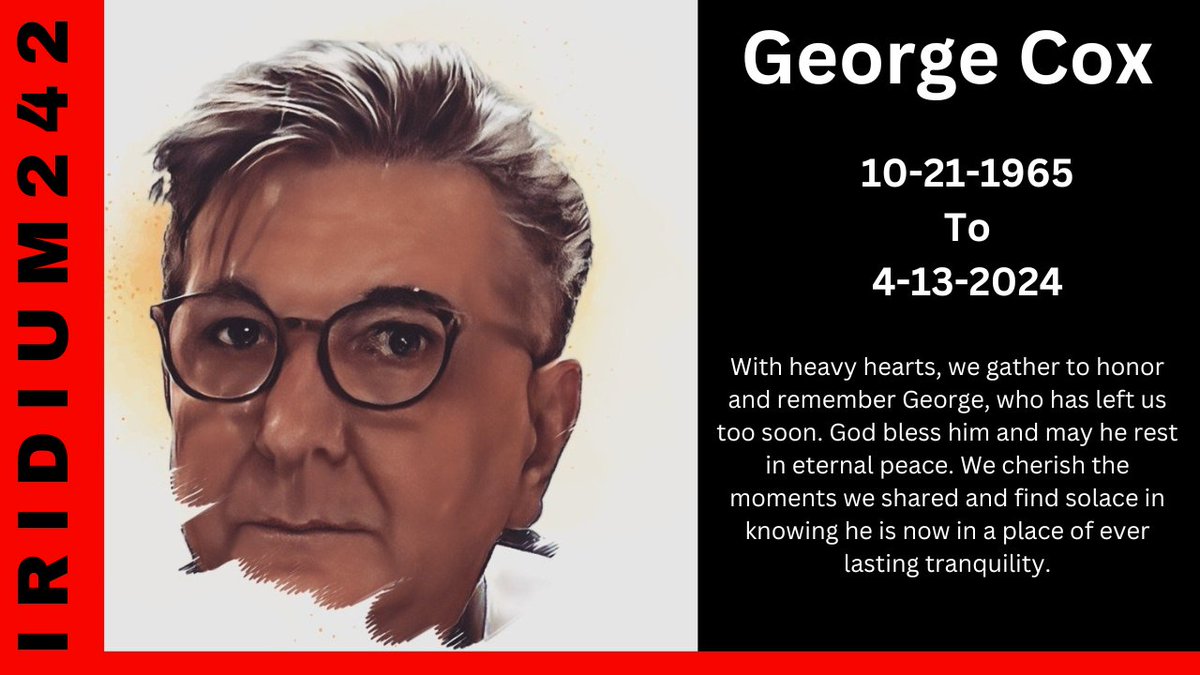 Iridium24's tweet photo. Hey guys,
I just posted Georges funeral services. Feel free to go check it out.. I am sorry for everyone's loss. I know most of you may have never met George in person but the pain is still the same. We lost a good man in the prepping community that actually cared about everyone. https://t.co/Cb5eZsKH1t