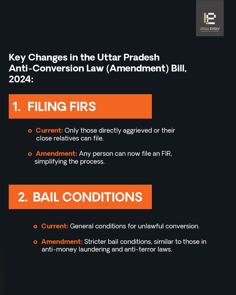 LegalEvolvAI's tweet photo. The new amendments to UP's anti-conversion law are shaking things up! This significant change raises questions about the balance between law enforcement and individual rights. How do you feel about this shift in legal standards?  #AntiConversionLaw #UPNews #BailRights #LegalEvolv https://t.co/odRV9WYLIU