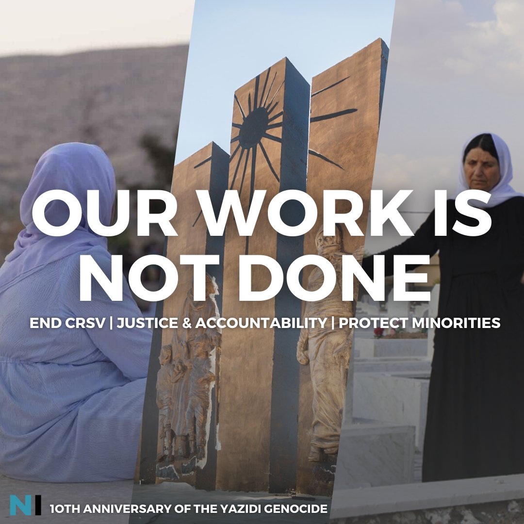 nadiainitiative's tweet photo. 10 years ago, ISIS began a genocidal campaign against the Yazidi community in northern Iraq, displacing hundreds of thousands and murdering or taking into captivity thousands more.
🔗 Learn more: https://t.co/U4N0GwtCUV
#OurWorkIsNotDone https://t.co/J55rApzApt