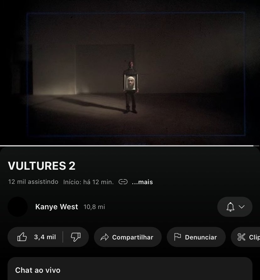 rapworldbr's tweet image. Kanye West acabou de abrir uma live no YouTube chamada “Vultures 2” e está tocando seu novo álbum. 

Sim, isso mesmo.