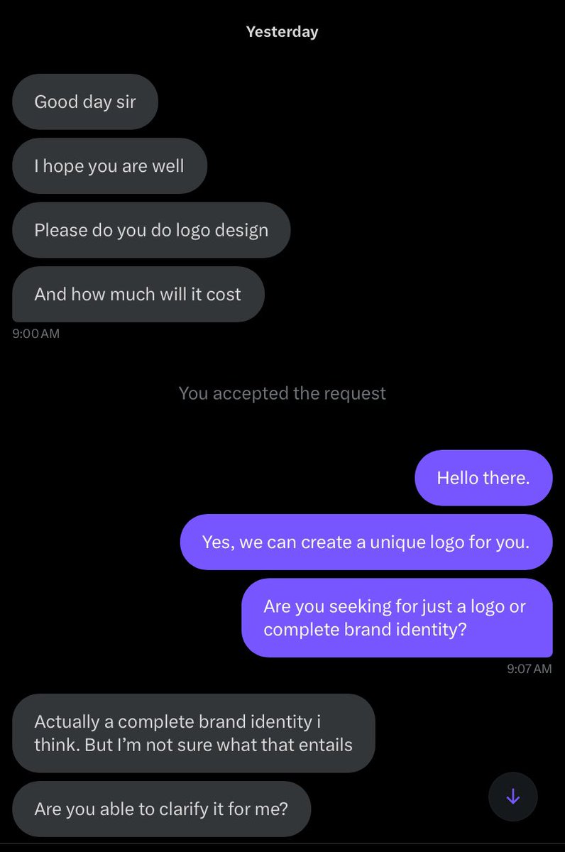 egbokavictory_'s tweet image. If you want to learn a bit on how to engage clients as a designer, read this. You might want to save it for later too. 

So yesterday a potential client reached out to me for a logo. 

He’s such a great person from our conversations. 

He’s building something I’m sure has a…