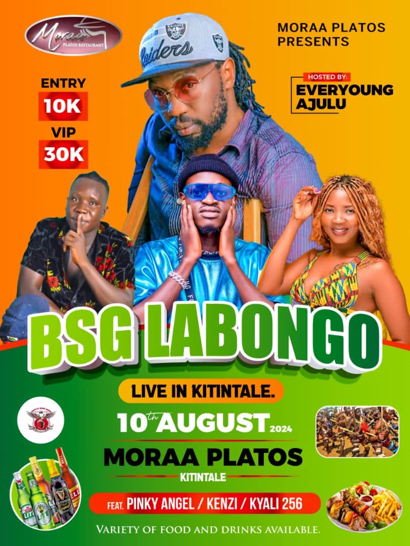It is exactly 7 days to the BSG LABONGO Live in Kitintale. Brace yourselves for a live performance with great vibes alongside delicious local foods to wind down the day.

Located: Kitintale Along Mutungo Kunya road next to Sir Apollo Kagwa Primary School

#MoraaPlatosRestaurant