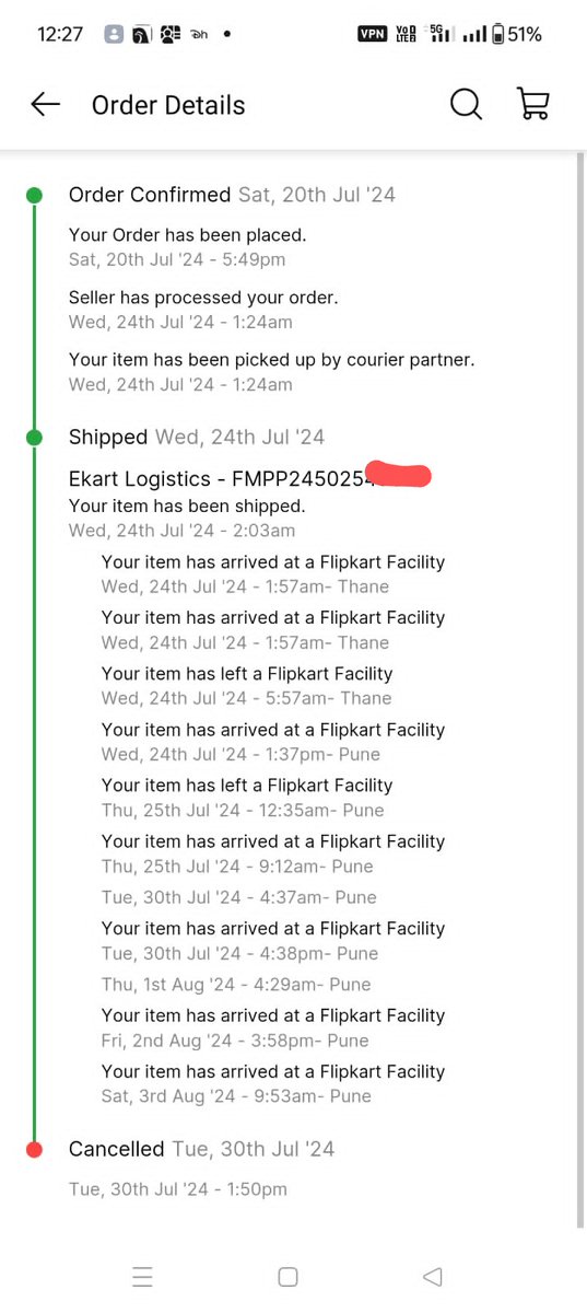 Prashantwarke's tweet photo. This was a previously placed order. How is this possible that the parcel goes out of tracking. How the same thing can happen twice with the same product and the same seller. Further I have VIP membership which I think is totally worth less as I am not getting any priority service https://t.co/n6PJrFOGPT