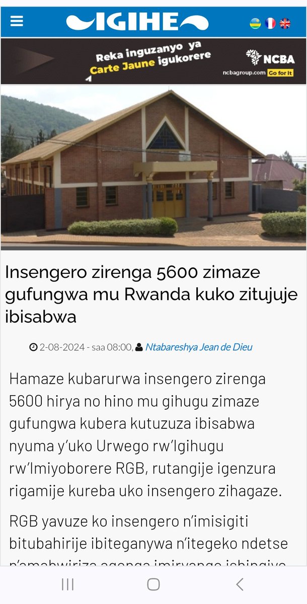 LewiscFreedom's tweet photo. #Inkotanyi 🇷🇼 zimaze gufunga #Insengero #5600 ahubwo zizamura ibendera ry' '#Abatinganyi
Ubona u Rwanda ruganahe? Imana #Yavumye iki gihugu kuva muri 1994. Yaragiye kandi #Ntiragaruka! https://t.co/2NwcjQzIfA