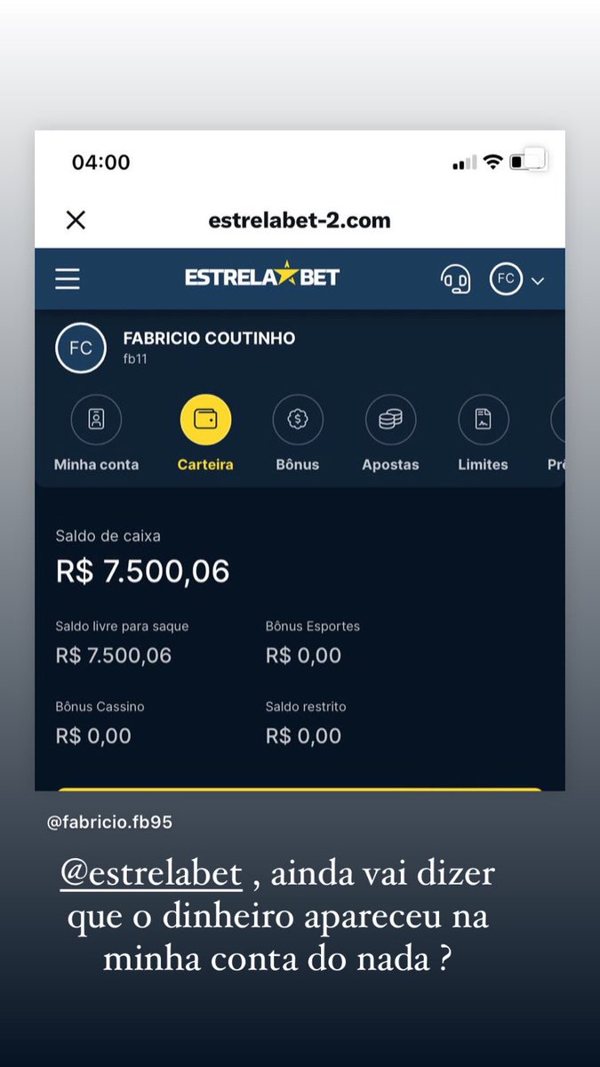 FB1195's tweet photo. Novamente ganhando dinheiro na Estrelabet, será que vai dizer que o dinheiro caiu do nada na minha conta novamente ? Estrelabet como vcs somem com 33.960 reais da minha conta e fala que o dinheiro foi colocado lá indevidamente ? Provo novamente que eu ganhei honestamente ! https://t.co/jHzUuYZWxe