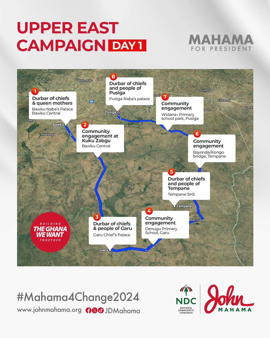 Taking the Building Ghana message to voters in the Upper East Region. 

#Mahama4Change2024 
#LetsBuildGhanaTogether
#ChangeIsComing