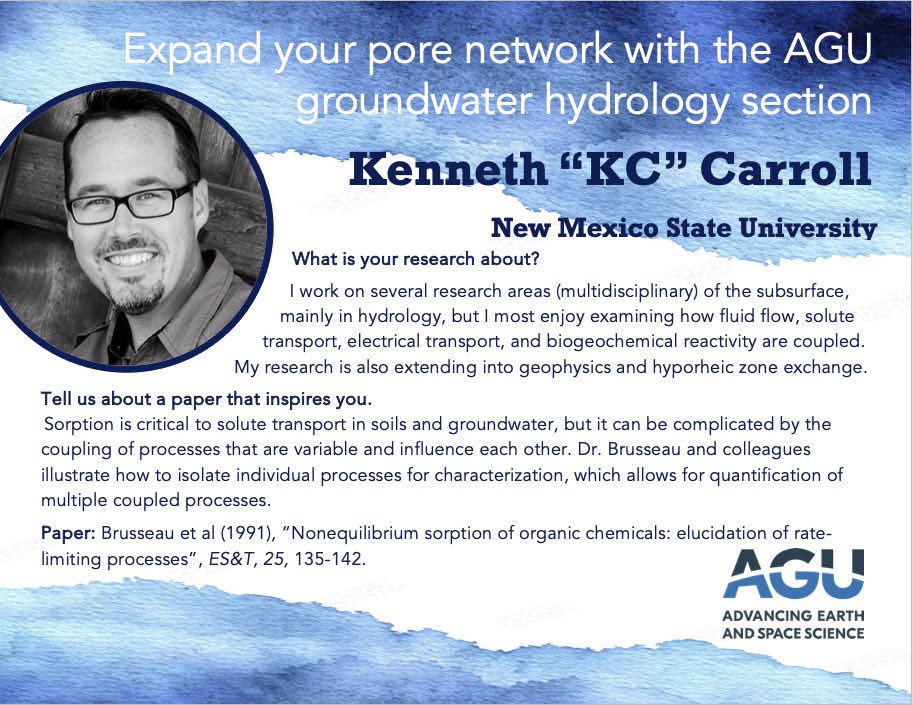 🌊 Explore fluid flow and solute transport with Kenneth "KC" Carroll from NMSU! Inspired by Brusseau et al (1991), he's uncovering the complexities of groundwater interactions. 🌍 #Hydrology #Research