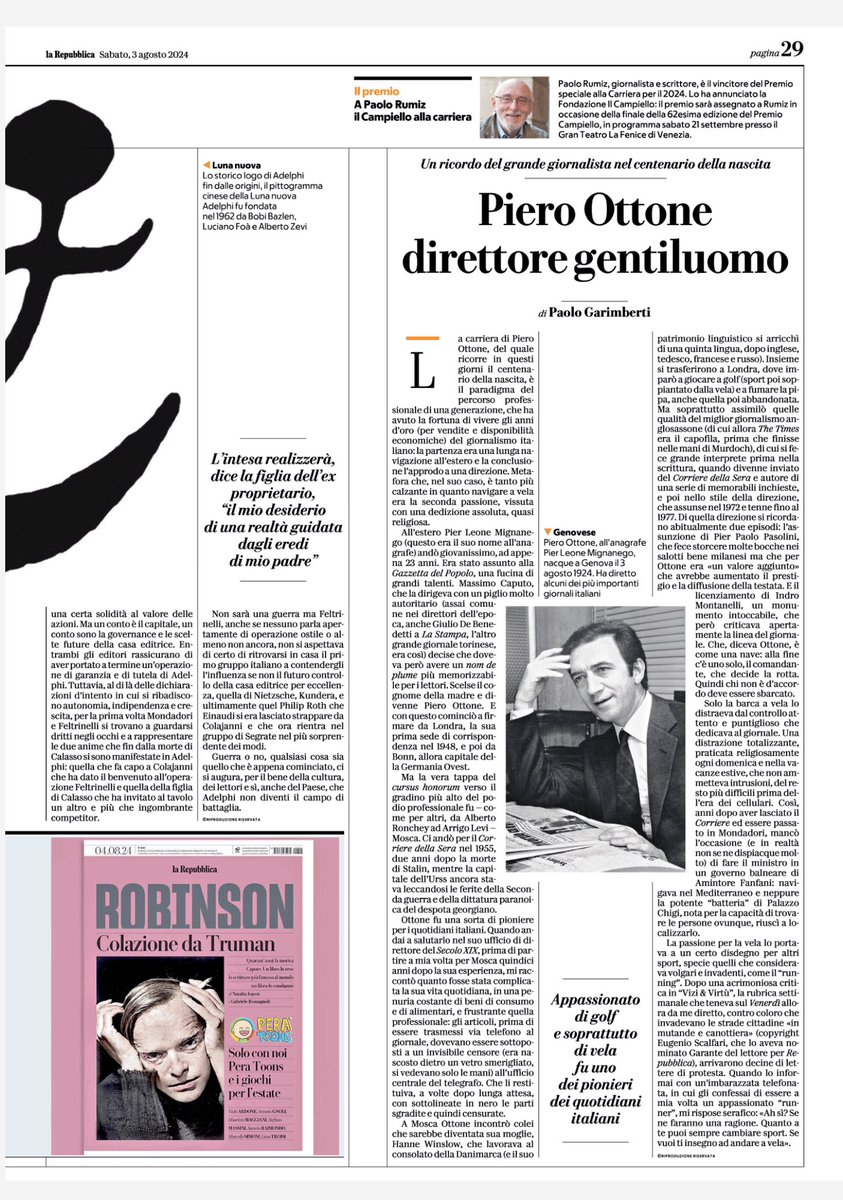 Oggi un ricordo su <a href="/repubblica/">Repubblica</a> <a href="/Maumol/">Maurizio Molinari</a> #PaoloGarimberti #DarioOlivero